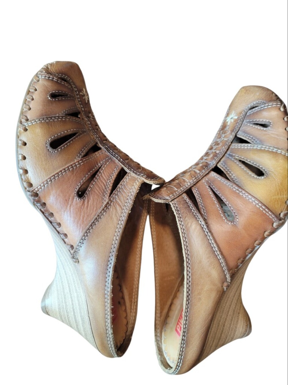 Pikolinos Tan Brown Slip On Clog Kitten Heel Sandals - Picture 7 of 9